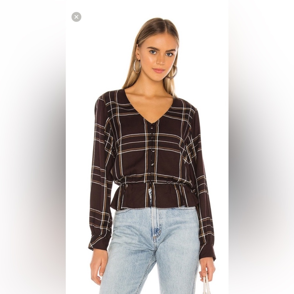 Sanctuary Plaid V-Neck Women's Top